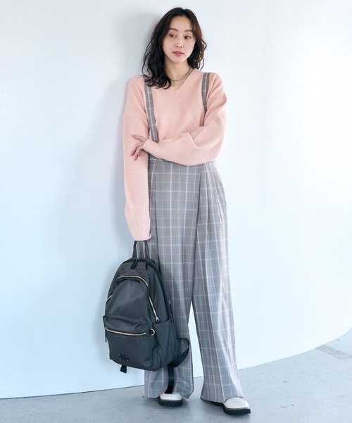 Elura（エルーラ）の「映えラクサロペット/634731（サロペット/オーバーオール・レディース・ネイビー/ライトグレー/チェック・FREE）」の4枚目の写真