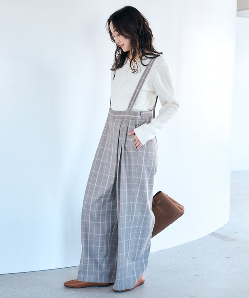 Elura（エルーラ）の「映えラクサロペット/634731（サロペット/オーバーオール・レディース・ネイビー/ライトグレー/チェック・FREE）」の5枚目の写真