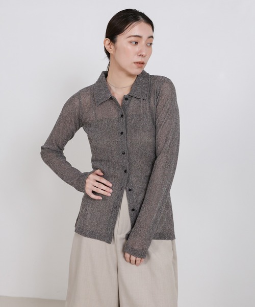 select MOCA(セレクトモカ)の「ボタンデザインポロメッシュカーディガン(カーディガン/ボレロ・レディース・ライトブラウン/チャコールグレー/ブラック・FREE)」の3枚目の写真
