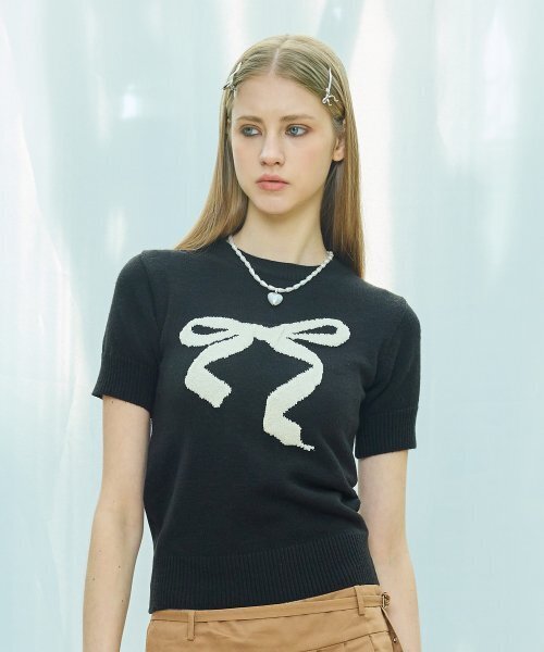 LARTIGENT(ラーティゼン)の「L9 RIBBON MIX HALF KNIT(BLACK)(ニット/セーター・レディース・その他・FREE)」の5枚目の写真