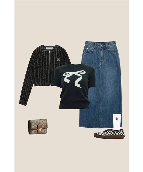 LARTIGENT(ラーティゼン)の「L9 RIBBON MIX HALF KNIT(BLACK)(ニット/セーター・レディース・その他・FREE)」の7枚目の写真