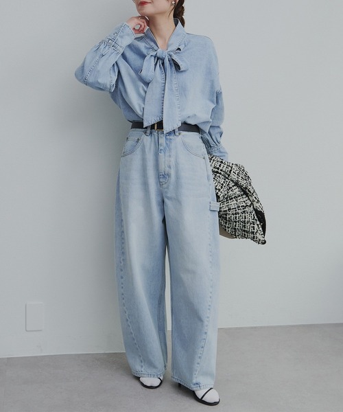 PUAL CE CIN（ピュアルセシン）の「セルビッチデニムワークパンツ（デニムパンツ・レディース・インディゴブルー/ブルー/グレー・FREE）」の9枚目の写真