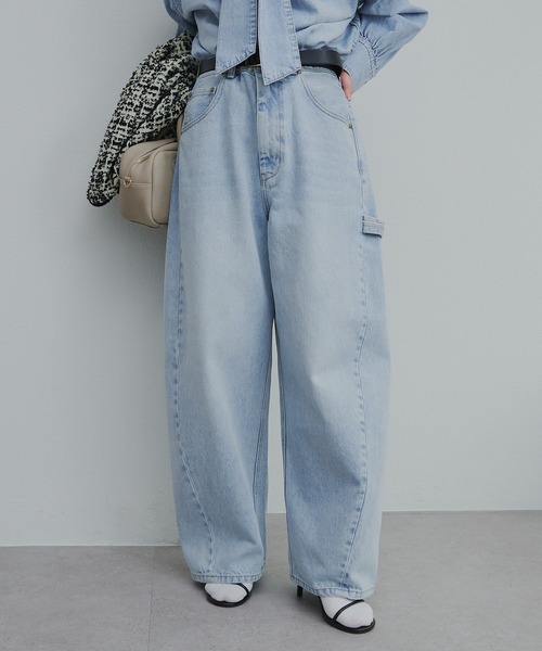 PUAL CE CIN（ピュアルセシン）の「セルビッチデニムワークパンツ（デニムパンツ・レディース・インディゴブルー/ブルー/グレー・FREE）」の6枚目の写真