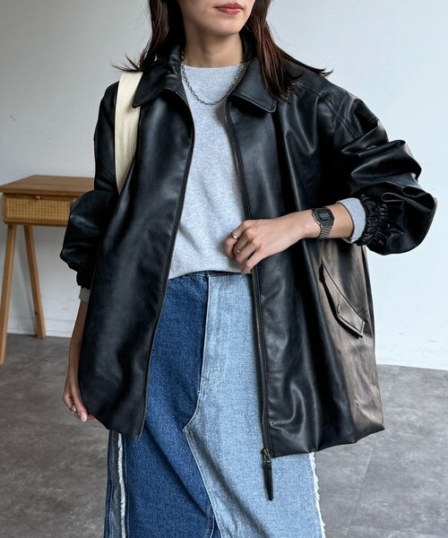 CPCM（シーピーシーエム）の「バルーンレザーブルゾン（ブルゾン・レディース・ブラウン/ブラック・FREE）」の6枚目の写真