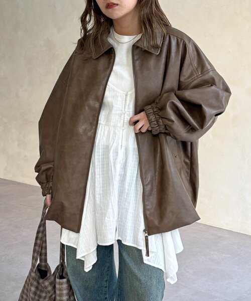 CPCM（シーピーシーエム）の「バルーンレザーブルゾン（ブルゾン・レディース・ブラウン/ブラック・FREE）」の12枚目の写真