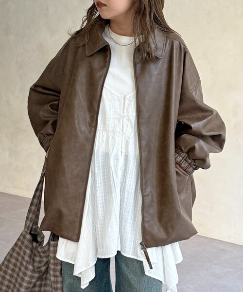 CPCM（シーピーシーエム）の「バルーンレザーブルゾン（ブルゾン・レディース・ブラウン/ブラック・FREE）」の13枚目の写真