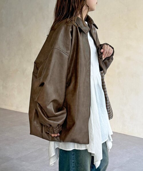 CPCM（シーピーシーエム）の「バルーンレザーブルゾン（ブルゾン・レディース・ブラウン/ブラック・FREE）」の16枚目の写真