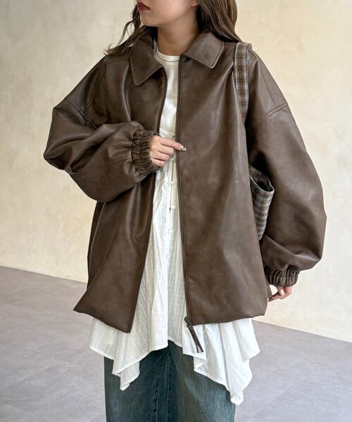 CPCM（シーピーシーエム）の「バルーンレザーブルゾン（ブルゾン・レディース・ブラウン/ブラック・FREE）」の18枚目の写真