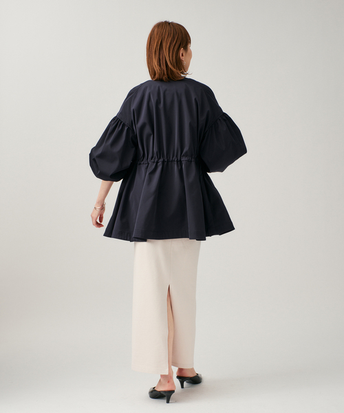 VERMEIL par iena（ヴェルメイユパーイエナ）の「《追加2》ノーカラーギャザーZIPブルゾン（その他アウター・レディース・ネイビー・FREE）」の3枚目の写真