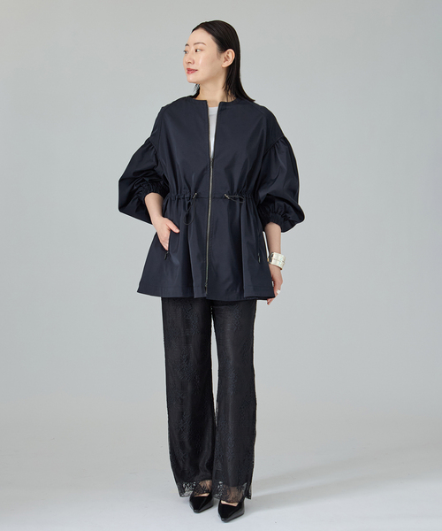 VERMEIL par iena（ヴェルメイユパーイエナ）の「《追加2》ノーカラーギャザーZIPブルゾン（その他アウター・レディース・ネイビー・FREE）」の6枚目の写真