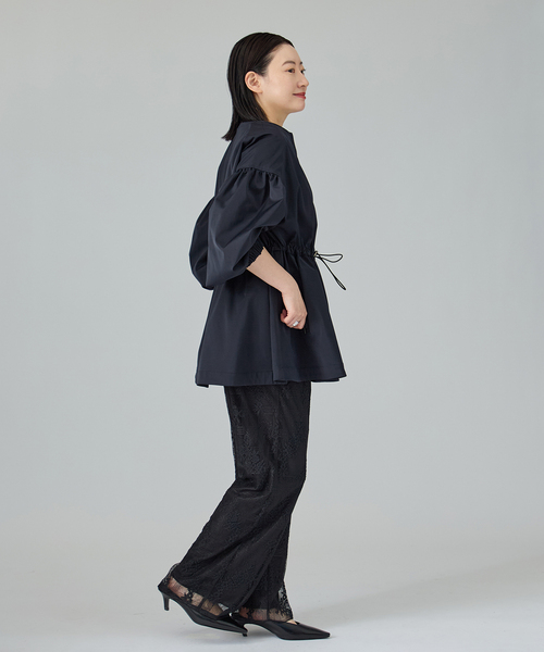 VERMEIL par iena（ヴェルメイユパーイエナ）の「《追加2》ノーカラーギャザーZIPブルゾン（その他アウター・レディース・ネイビー・FREE）」の8枚目の写真