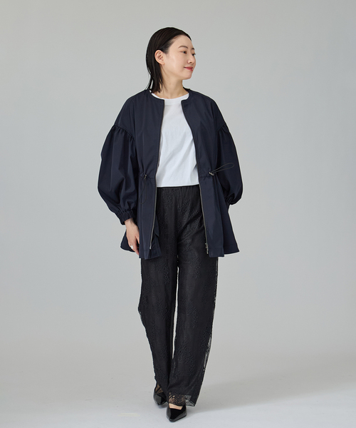 VERMEIL par iena（ヴェルメイユパーイエナ）の「《追加2》ノーカラーギャザーZIPブルゾン（その他アウター・レディース・ネイビー・FREE）」の9枚目の写真