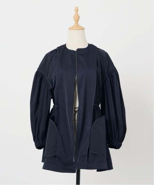 VERMEIL par iena（ヴェルメイユパーイエナ）の「《追加2》ノーカラーギャザーZIPブルゾン（その他アウター・レディース・ネイビー・FREE）」の21枚目の写真