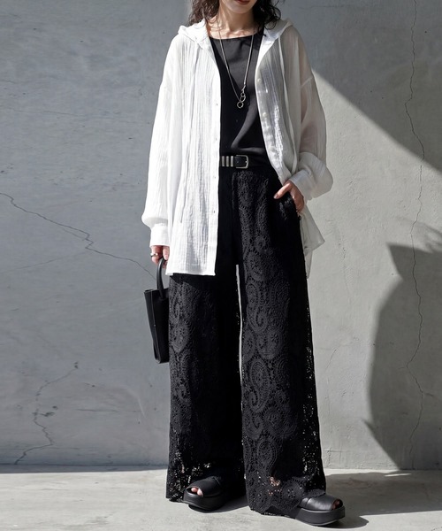 antiqua(アンティカ)の「レース ワイドパンツ(その他パンツ・レディース・ブラック・ONESIZE)」の2枚目の写真