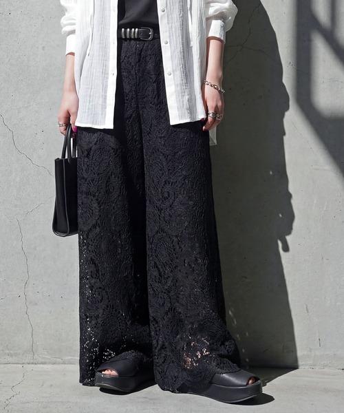 antiqua(アンティカ)の「レース ワイドパンツ(その他パンツ・レディース・ブラック・ONESIZE)」の3枚目の写真