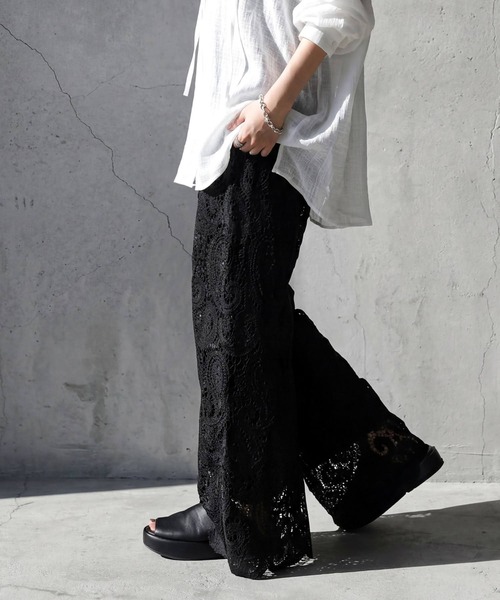 antiqua(アンティカ)の「レース ワイドパンツ(その他パンツ・レディース・ブラック・ONESIZE)」の4枚目の写真