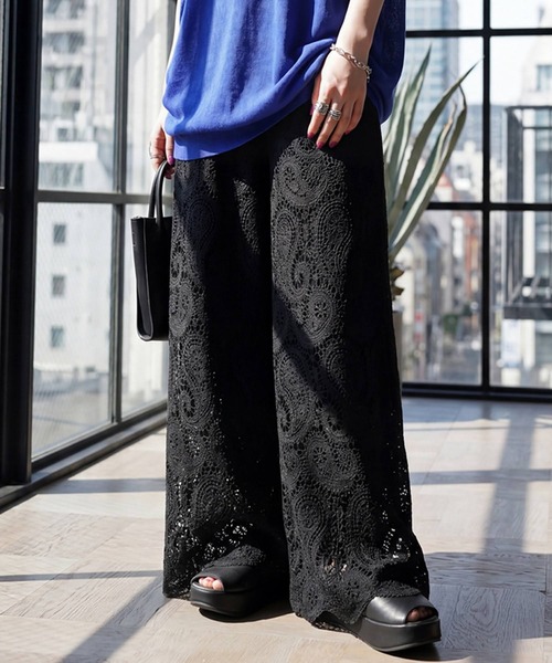 antiqua(アンティカ)の「レース ワイドパンツ(その他パンツ・レディース・ブラック・ONESIZE)」の6枚目の写真