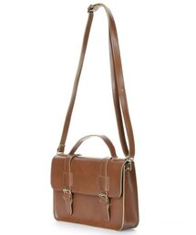 THE-ABON（エイボン）の「オールドバックルスクエアフェイクレザークロスバッグキャメル（メッセンジャーバッグ）」