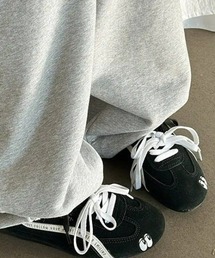 【軽量】遊び心リボン 犬 アップル 目玉 刺繍ワンポイント 配色スニーカー