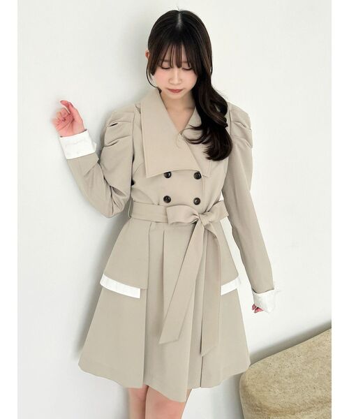 dazzlin（ダズリン）の「ビッグカラートレンチミニワンピース（ワンピース・レディース・グレー/ネイビー/ベージュ・MEDIUM/SMALL）」の2枚目の写真