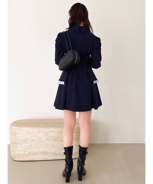dazzlin（ダズリン）の「ビッグカラートレンチミニワンピース（ワンピース・レディース・グレー/ネイビー/ベージュ・MEDIUM/SMALL）」の9枚目の写真