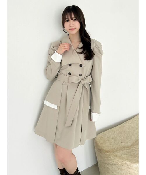 dazzlin（ダズリン）の「ビッグカラートレンチミニワンピース（ワンピース・レディース・グレー/ネイビー/ベージュ・MEDIUM/SMALL）」の14枚目の写真