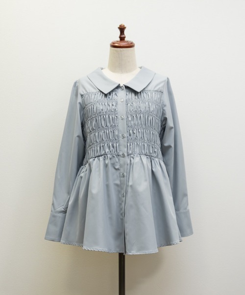 CLETTE(クレット)の「CLETTEオリジナルシャーリングフレアシャツ(シャツ/ブラウス・レディース・グレイッシュベージュ/チャコールグレー/ブルー・4L/3L/LL)」の18枚目の写真