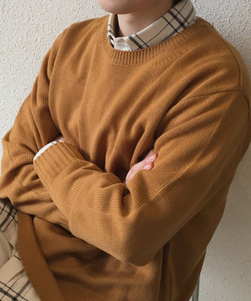 POLYGRAM（ポリグラム）の「コンフォートヘラシラウンドニット - 7COLOR（ニット/セーター・レディース・ブルー/ブラック/アイボリー/グリーン/キャメル/ネイビー/ラベンダー・FREE）」の18枚目の写真