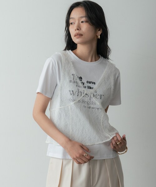 GALLEST(ギャレスト)の「メッセージプリントクルーネックTシャツ(Tシャツ/カットソー・レディース・サックスブルー/オリーブ/ブラック/ホワイト・38)」の1枚目の写真