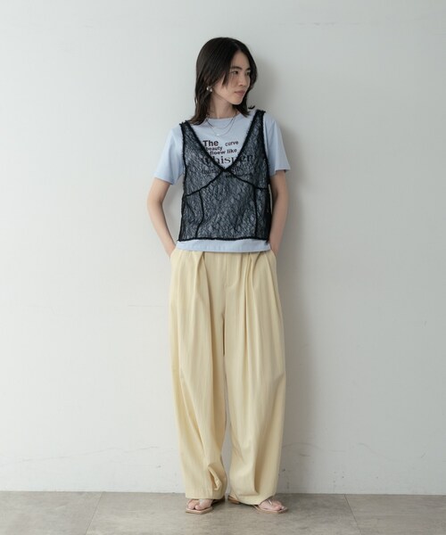 GALLEST(ギャレスト)の「メッセージプリントクルーネックTシャツ(Tシャツ/カットソー・レディース・サックスブルー/オリーブ/ブラック/ホワイト・38)」の5枚目の写真