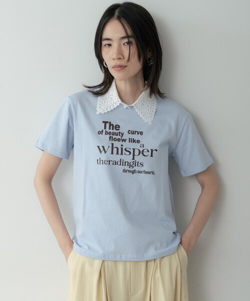 GALLEST(ギャレスト)の「メッセージプリントクルーネックTシャツ(Tシャツ/カットソー・レディース・サックスブルー/オリーブ/ブラック/ホワイト・38)」の7枚目の写真