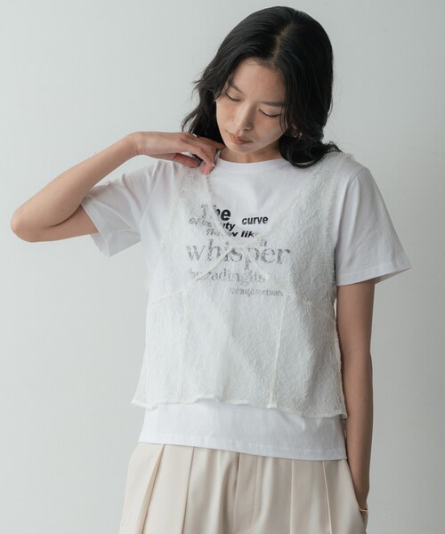 GALLEST(ギャレスト)の「メッセージプリントクルーネックTシャツ(Tシャツ/カットソー・レディース・サックスブルー/オリーブ/ブラック/ホワイト・38)」の12枚目の写真