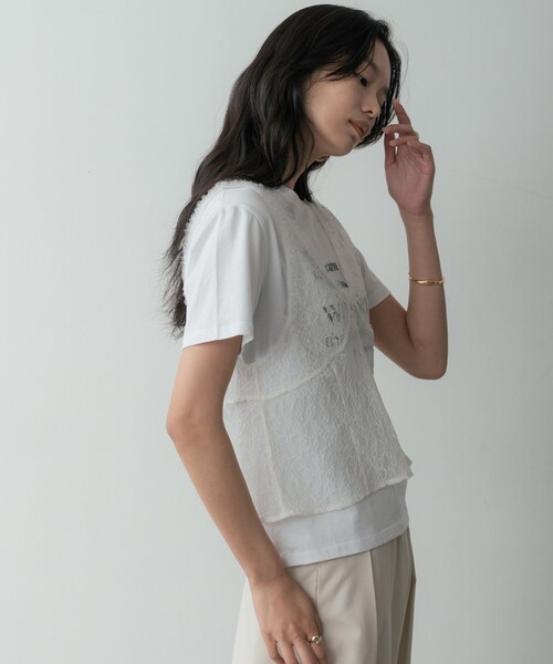 GALLEST(ギャレスト)の「メッセージプリントクルーネックTシャツ(Tシャツ/カットソー・レディース・サックスブルー/オリーブ/ブラック/ホワイト・38)」の13枚目の写真