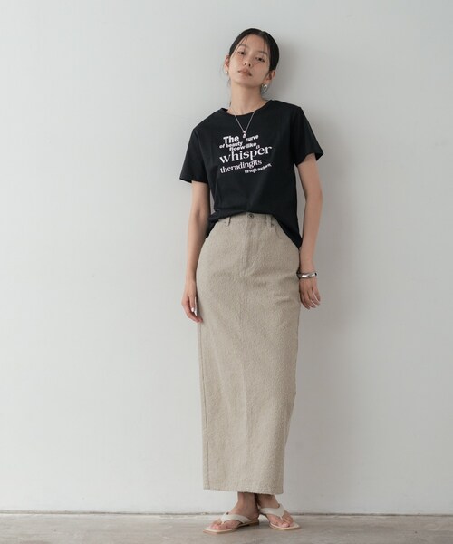 GALLEST(ギャレスト)の「メッセージプリントクルーネックTシャツ(Tシャツ/カットソー・レディース・サックスブルー/オリーブ/ブラック/ホワイト・38)」の15枚目の写真