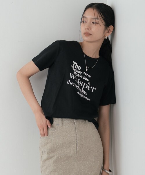 GALLEST(ギャレスト)の「メッセージプリントクルーネックTシャツ(Tシャツ/カットソー・レディース・サックスブルー/オリーブ/ブラック/ホワイト・38)」の16枚目の写真