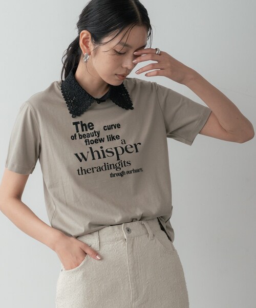 GALLEST(ギャレスト)の「メッセージプリントクルーネックTシャツ(Tシャツ/カットソー・レディース・サックスブルー/オリーブ/ブラック/ホワイト・38)」の20枚目の写真