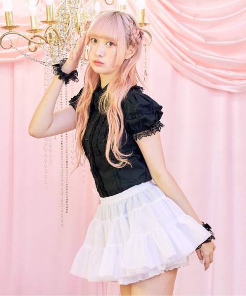 BODYLINE(ボディライン)の「ティアードフリルホイップパニエ(スカート・レディース・ブラック/ホワイト/オフホワイト・M)」の2枚目の写真