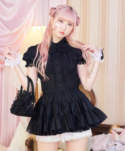 BODYLINE(ボディライン)の「ティアードフリルホイップパニエ(スカート・レディース・ブラック/ホワイト/オフホワイト・M)」の3枚目の写真