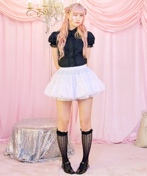 BODYLINE(ボディライン)の「ティアードフリルホイップパニエ(スカート・レディース・ブラック/ホワイト/オフホワイト・M)」の20枚目の写真