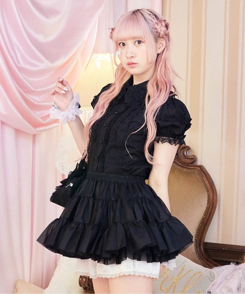 BODYLINE(ボディライン)の「ティアードフリルホイップパニエ(スカート・レディース・ブラック/ホワイト/オフホワイト・M)」の4枚目の写真