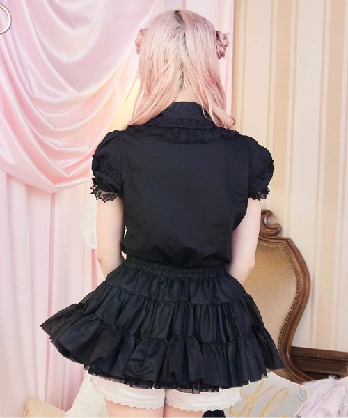 BODYLINE(ボディライン)の「ティアードフリルホイップパニエ(スカート・レディース・ブラック/ホワイト/オフホワイト・M)」の6枚目の写真
