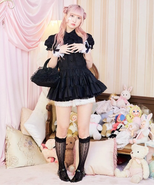 BODYLINE(ボディライン)の「ティアードフリルホイップパニエ(スカート・レディース・ブラック/ホワイト/オフホワイト・M)」の7枚目の写真