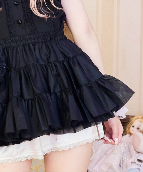 BODYLINE(ボディライン)の「ティアードフリルホイップパニエ(スカート・レディース・ブラック/ホワイト/オフホワイト・M)」の12枚目の写真