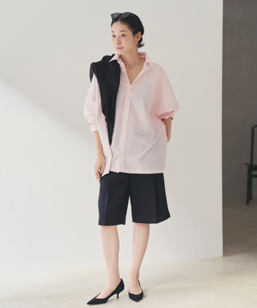 plage（プラージュ）の「Typewrter Poncho シャツ（シャツ/ブラウス・レディース・ホワイト/ピンク系その他・FREE）」の6枚目の写真