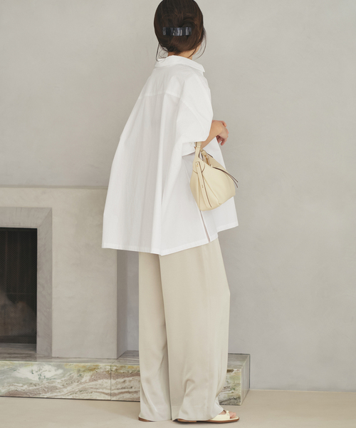 plage（プラージュ）の「Typewrter Poncho シャツ（シャツ/ブラウス・レディース・ホワイト/ピンク系その他・FREE）」の9枚目の写真