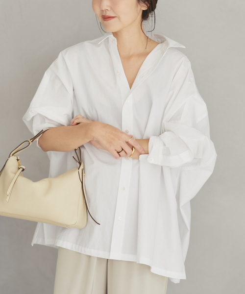 plage（プラージュ）の「Typewrter Poncho シャツ（シャツ/ブラウス・レディース・ホワイト/ピンク系その他・FREE）」の11枚目の写真