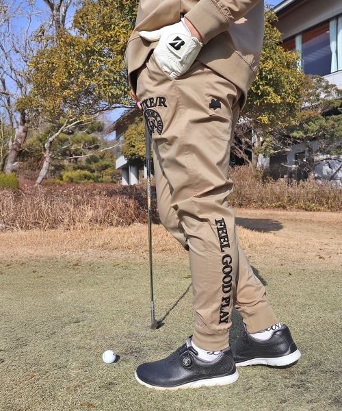 LUXE/R GOLF(ラグジュ ゴルフ)の「(RM)【LUXE/R GOLF】ナイロン ストレッチ コード刺繍 ジョガーパンツ(スウェットパンツ・メンズ・ベージュ系/ブラック/チャコールグレー・LARGE/X-LARGE/MEDIUM)」の3枚目の写真