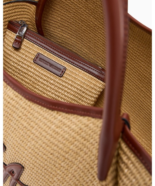 EMPORIO ARMANI（エンポリオアルマーニ）の「【エンポリオ アルマーニ】ミディアムショッパー ウーブンストロー EAロゴ（トートバッグ・レディース・ナチュラル・FREE）」の6枚目の写真