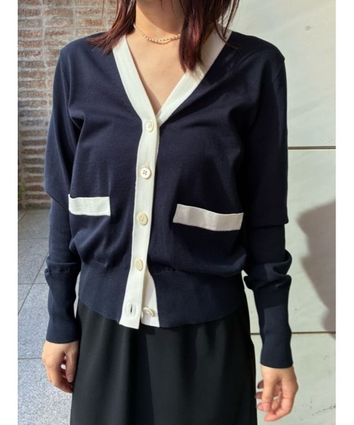ESTNATION(エストネーション)の「ESTNATION / バイカラーVネックカーディガン(ニット/セーター・レディース・ダークネイビー/ライトホワイト/イエロー系その他・FREE)」の19枚目の写真