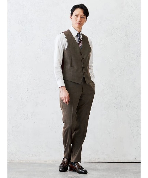 Perfect Suit FActory（パーフェクトスーツファクトリー）の「デニムライクウールベスト【セットアップ対応】（ベスト・メンズ・ブルー/ベージュ・L/M）」の4枚目の写真